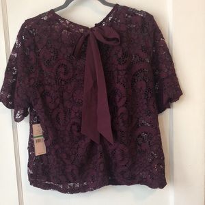 Nanette by Nanette Lepore Tie Back Lace Blouse